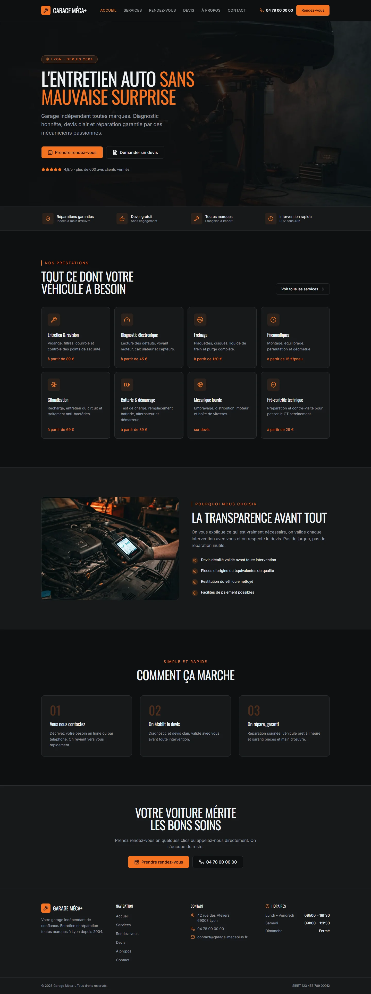 Capture intégrale du site Garage meca+