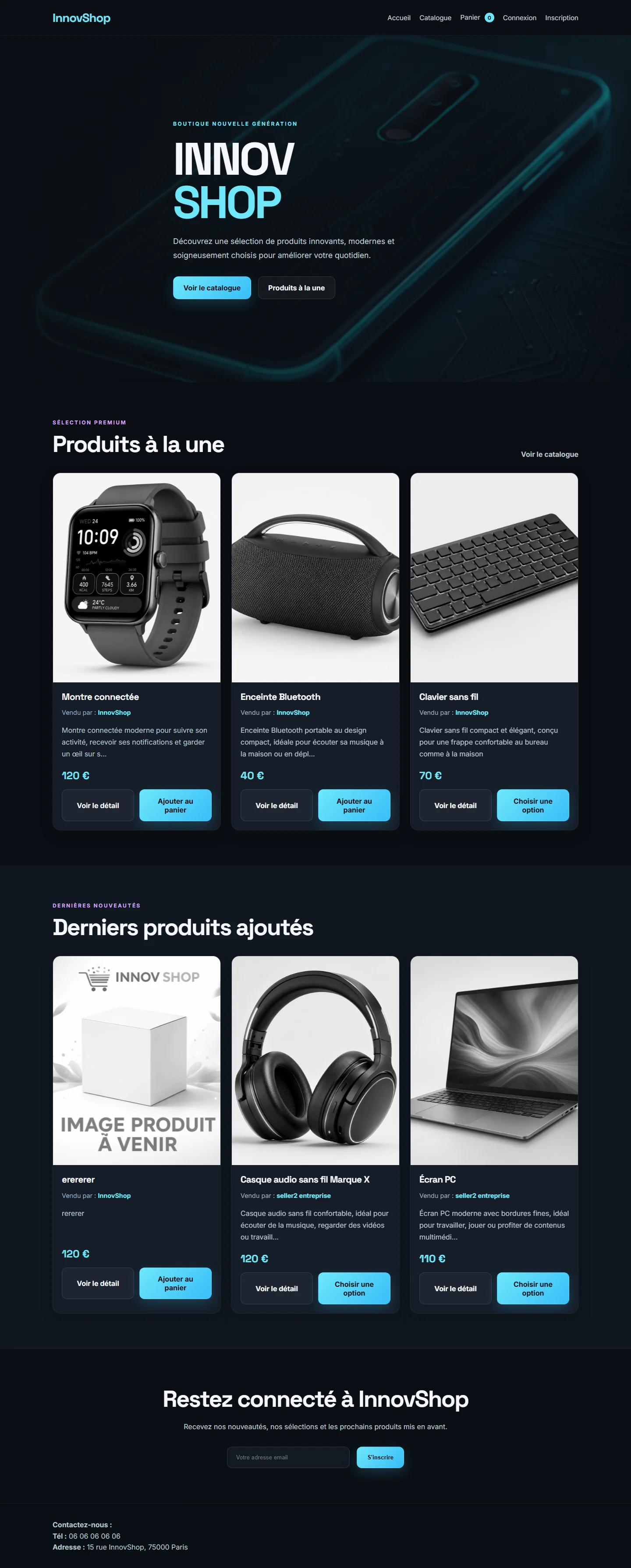 Capture intégrale du site InnovShop
