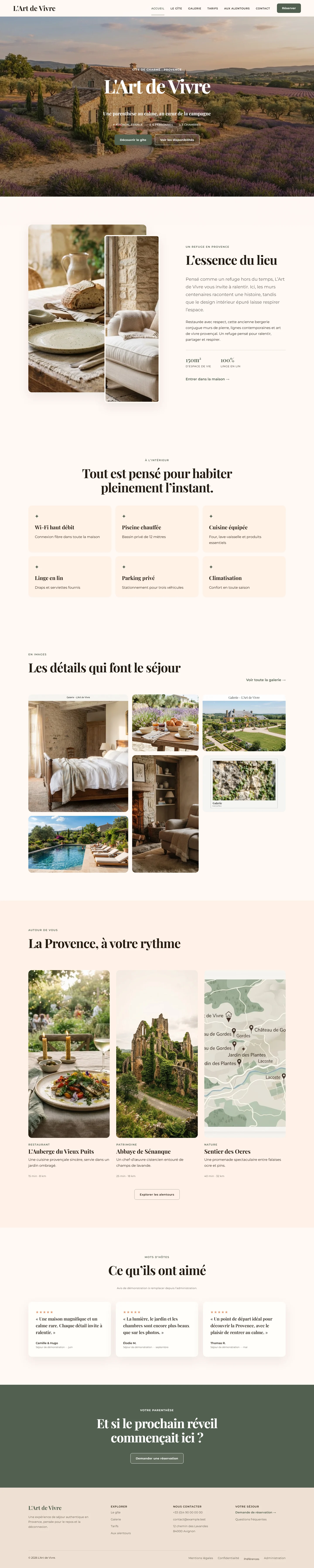 Capture intégrale du site L'Art de vivre