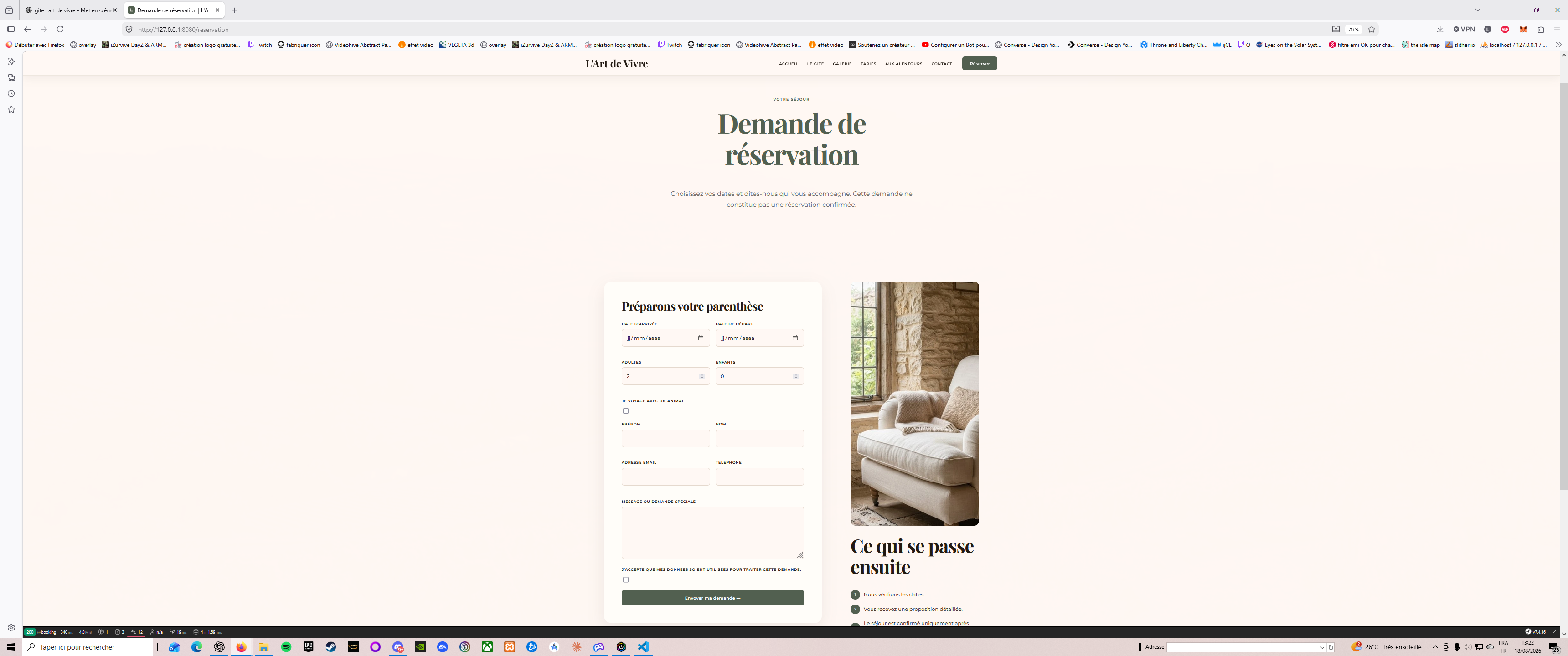 tarifs et disponibilité