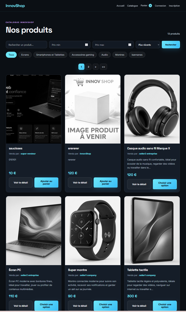page d acceuille innov shop