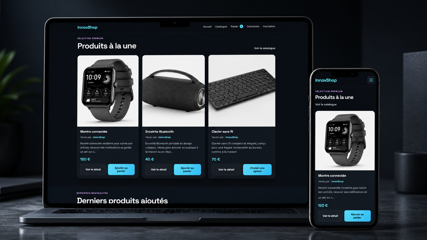 Aperçu du projet web InnovShop, E-commerce/Marketplace