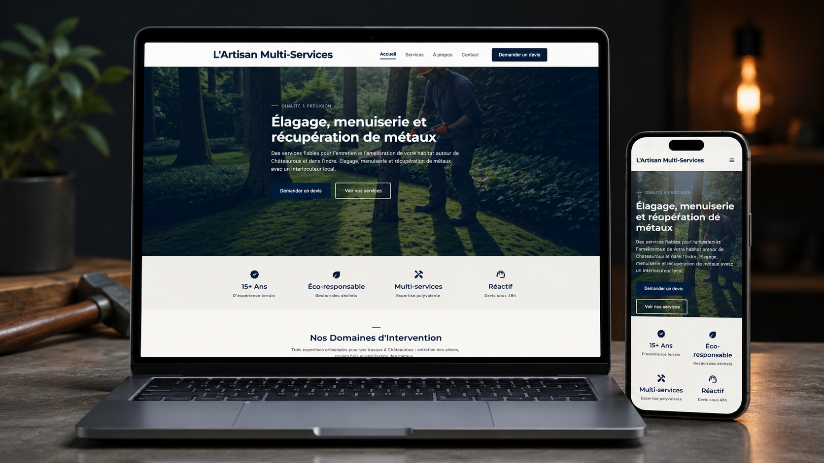 Aperçu du projet web L' Arisan Multi-services, Site vitrine avec Back office