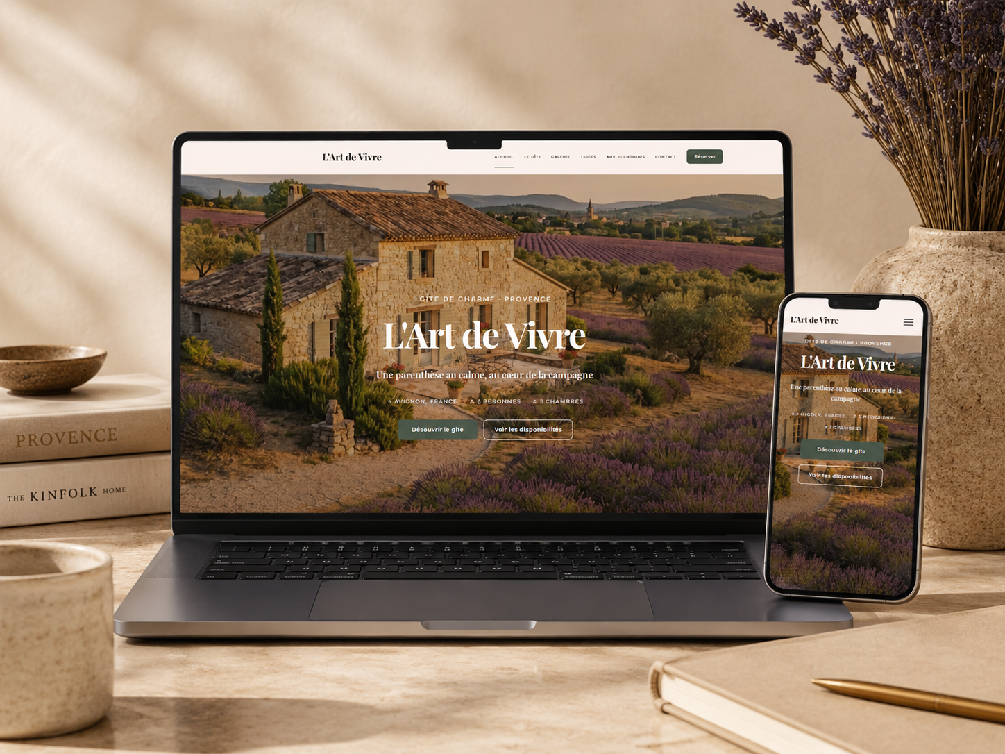 Aperçu du projet web L'Art de vivre, Site vitrine avec Back office